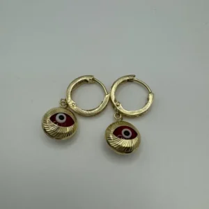 Argollas con colgante ojito rojo