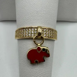 Elephant Pendant Ring (Anillo de elefante colgante90