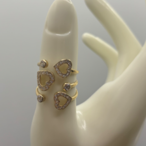 Anillo Ajustable Tres Corazones con Piedras285