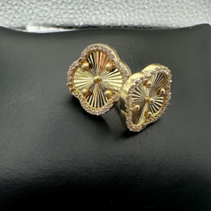 Aretes Clover en Oro dorado y Piedras