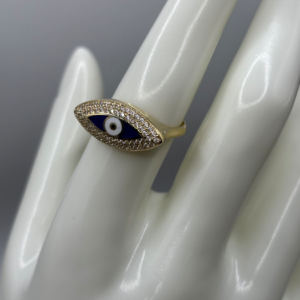 Large blue Turkish evil eye ring (Anillo de ojo turco azul grande 170
