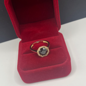 Round black stone ring (Anillo de piedra negra redonda 147