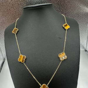 Clover Chain with 5 Wood-Colored Flowers (Cadena Clover con 5 Flores en Color Madera)  550