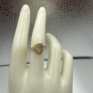 Small Sun and Moon Ring with Stones )Anillo de Luna y Sol Pequeño con Piedras 103