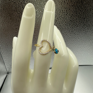 Heart Ring with Stones and Blue Eye (Anillo de Corazón con Piedras y ojo Azul 97