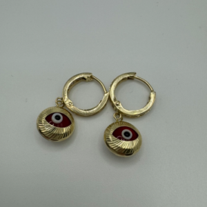 Red dangling eye earrings (Aretes de ojitos colgantes rojo ) 1159
